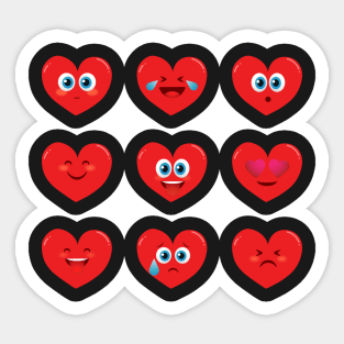 Heart Faces Emoji Shirt for Valentines Day Sticker